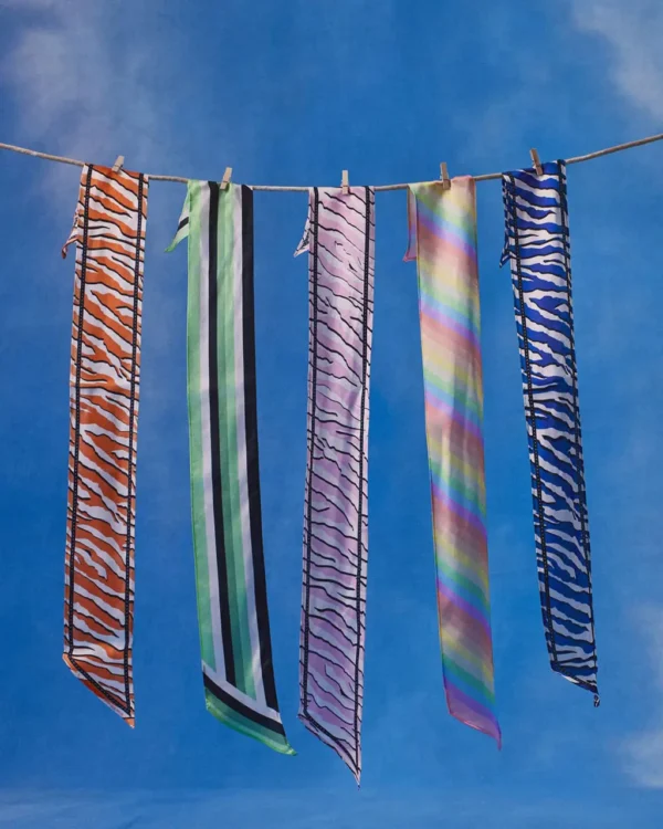 Stripy Silk Neck Scarf Rainbow Pastel - Image 4