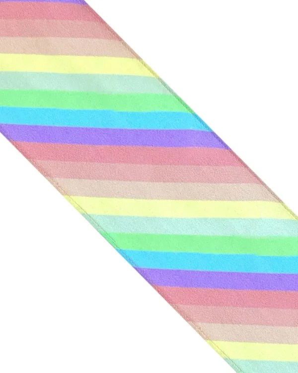 Stripy Silk Neck Scarf Rainbow Pastel - Image 5