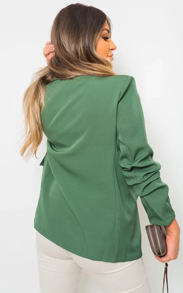 Ruched Sleeve Casual Blazer with Side Pockets - Image 7