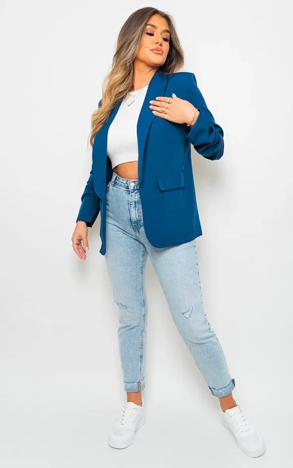 Ruched Sleeve Casual Blazer with Side Pockets - Image 32