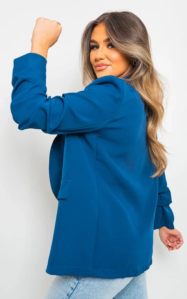 Ruched Sleeve Casual Blazer with Side Pockets - Image 31