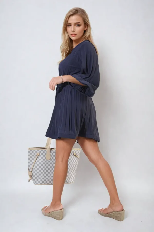 Pleated Tie Waist Mini Dress - Image 2