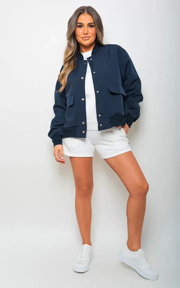 Long Sleeve Buttons Closure Bomber Jacket - Image 11