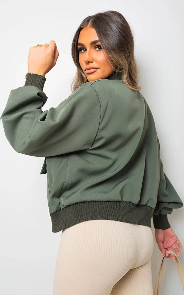 Long Sleeve Buttons Closure Bomber Jacket - Image 12