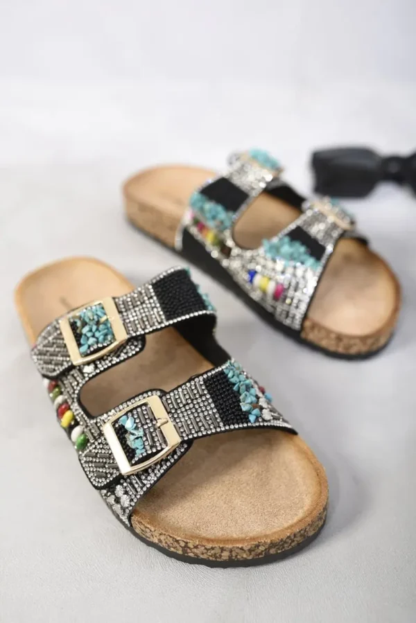 Double Buckle Jewelled Sandals - Image 47