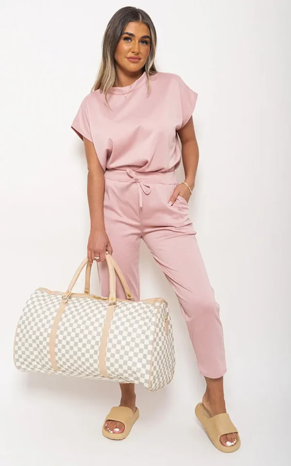 Short Sleeve Boxy Lounge Wear Co-ord Set - Image 25