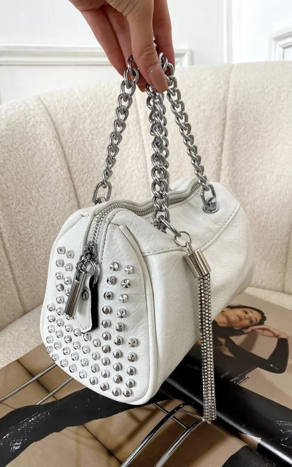 Studded with Chain Detail Handbag - Image 6