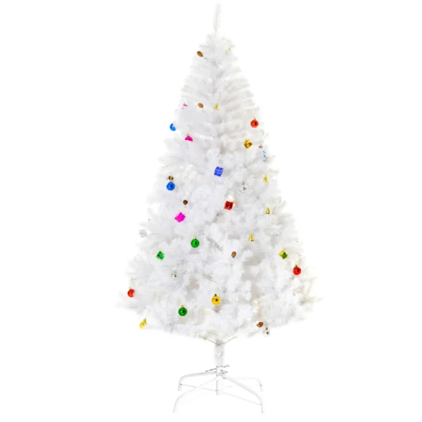 HOMCOM 6ft Snow Artificial Christmas Tree w/ Metal Stand Decorations Home Seasonal Elegant Faux White