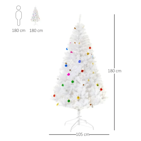 HOMCOM 6ft Snow Artificial Christmas Tree w/ Metal Stand Decorations Home Seasonal Elegant Faux White - Image 3