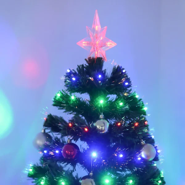 HOMCM 5 Feet Prelit Artificial Christmas Tree with Multi-Coloured Fiber Optic LED Light, Holiday Home Xmas Decoration, Green - Image 9