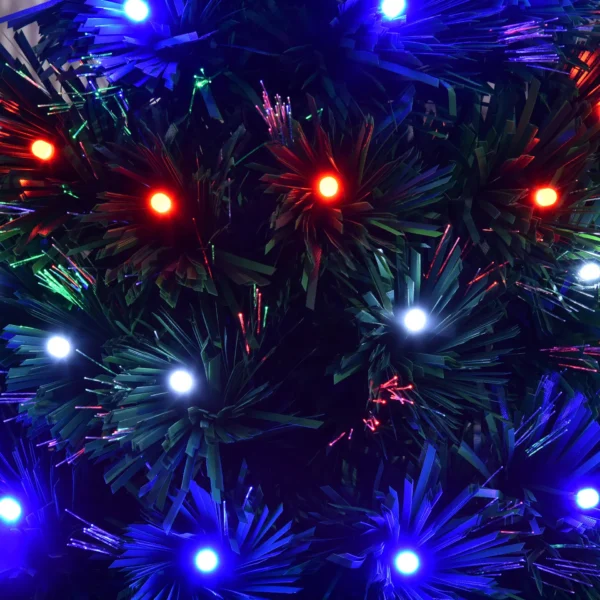 HOMCM 3 Feet Prelit Artificial Christmas Tree with Multi-Coloured Fiber Optic LED Light, Holiday Home Xmas Decoration, Green - Image 9