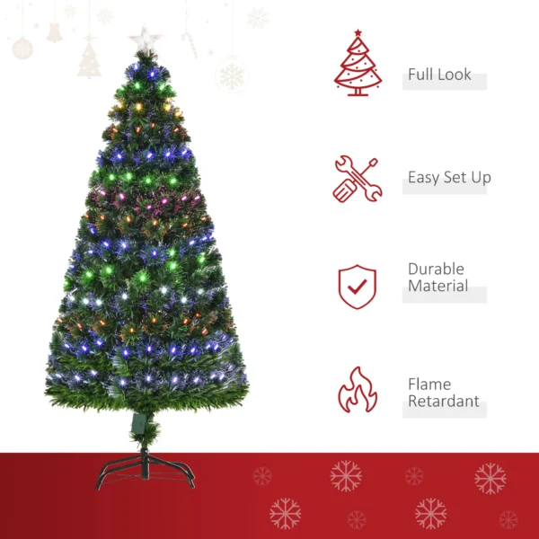 HOMCOM 5FT Pre-Lit Artificial Christmas Tree w/ Lights Star Topper Metal Base Home Seasonal Decoration - Image 4