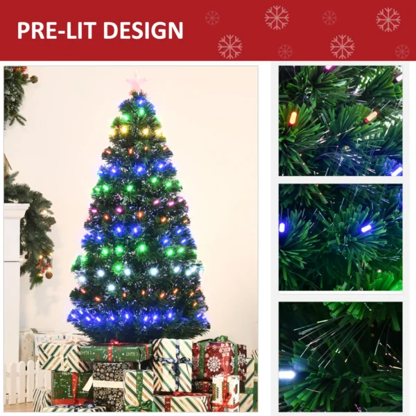 HOMCOM 5FT Pre-Lit Artificial Christmas Tree w/ Lights Star Topper Metal Base Home Seasonal Decoration - Image 5