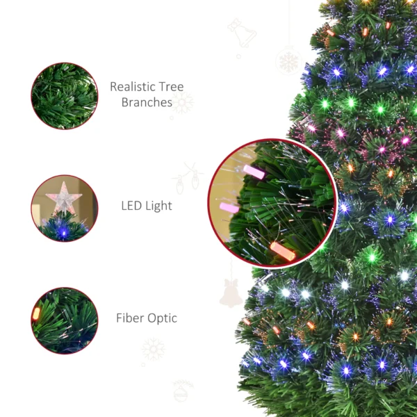 HOMCOM 5FT Pre-Lit Artificial Christmas Tree w/ Lights Star Topper Metal Base Home Seasonal Decoration - Image 8