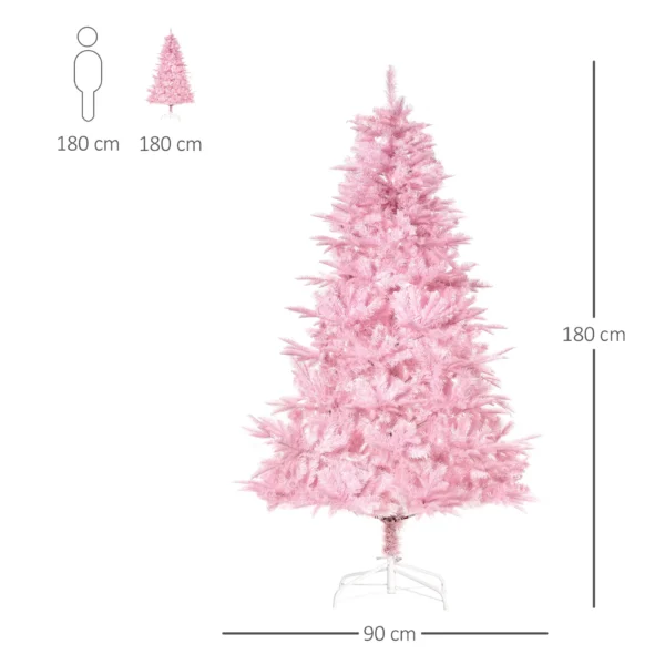 HOMCOM 6FT Artificial Christmas Tree Holiday Xmas Holiday Tree Decoration with Automatic Open for Home Party, Pink - Image 3