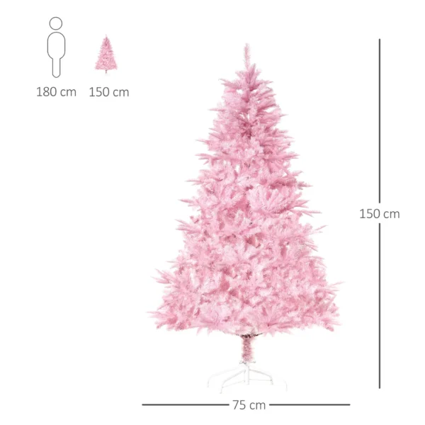 HOMCOM 5FT Artificial Christmas Tree Holiday Xmas Holiday Tree Decoration with Automatic Open for Home Party, Pink - Image 3