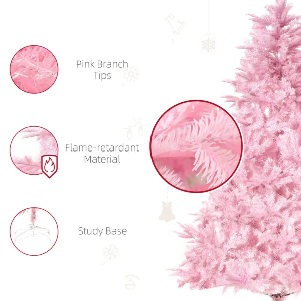 HOMCOM 5FT Artificial Christmas Tree Holiday Xmas Holiday Tree Decoration with Automatic Open for Home Party, Pink - Image 7