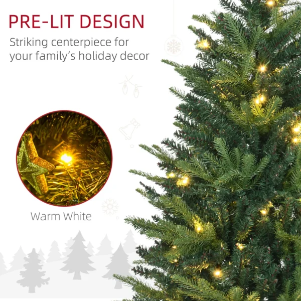 HOMCOM 1.2m 4ft Christmas Tree Entrance Decor 750 Tips Xmas Pre-lit Tree 80 LED with Vase Base - Image 4