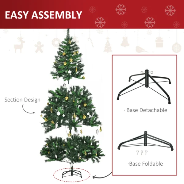 HOMCOM 1.8m 6ft Pre-Lit Artificial Christmas Tree 200 LED Xmas Tree Holiday Decor with Decorative Balls Ornament Metal Stand - Image 6