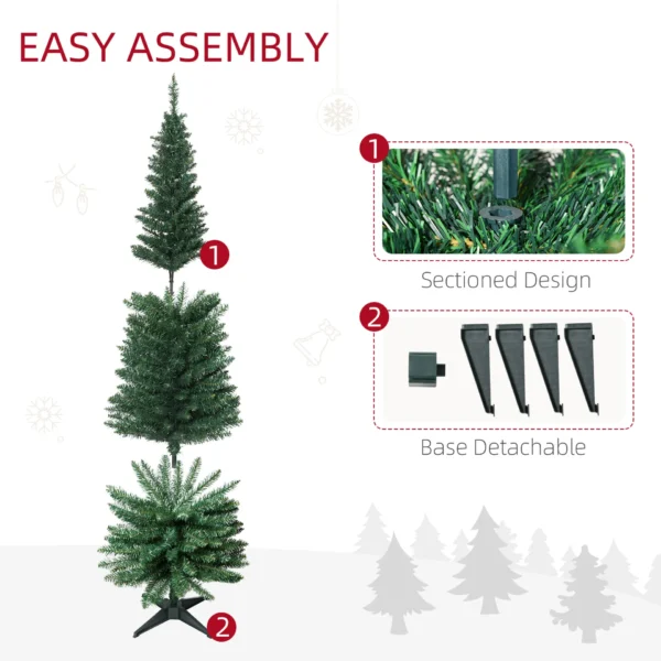 HOMCOM 6FT Artificial Pine Pencil Slim Tall Christmas Tree with Branch Tips Xmas Holiday Decor with Stand Green - Image 7