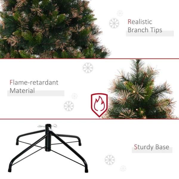 HOMCOM 1.5m 5ft Pre-Lit Christmas Tree Artificial Spruce Xmas Tree Warm White LED Holiday Decor with Metal Stand - Image 5