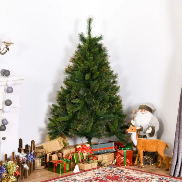 HOMCOM 1.5m 5ft Pre-Lit Christmas Tree Artificial Spruce Xmas Tree Warm White LED Holiday Decor with Metal Stand - Image 7