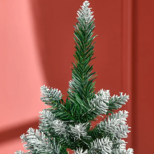 HOMCOM 5 Ft Snow Artificial Christmas Tree with Realistic Branches, Pine Cone, for Indoor Decoration, Green White - Image 9