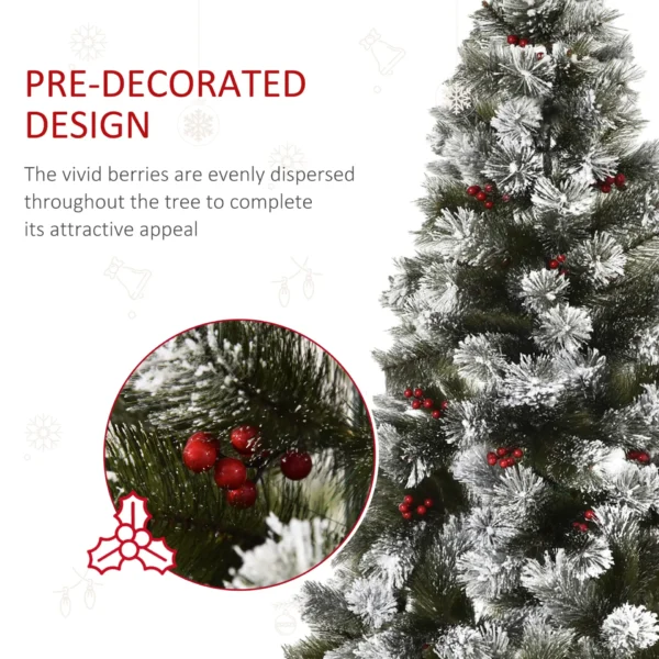 HOMCOM Indoor Christmas Tree Artificial Berry Xmas Decoration with Metal Stand and 184 Tips (5FT(150CM)) - Image 5