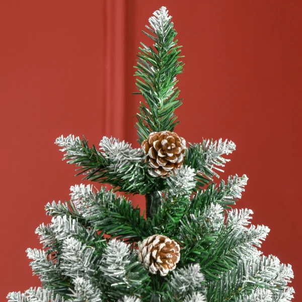 HOMCOM 6 Ft Snow Artificial Christmas Tree with Realistic Branches, Pine Cone, for Indoor Decoration, Green White - Image 9