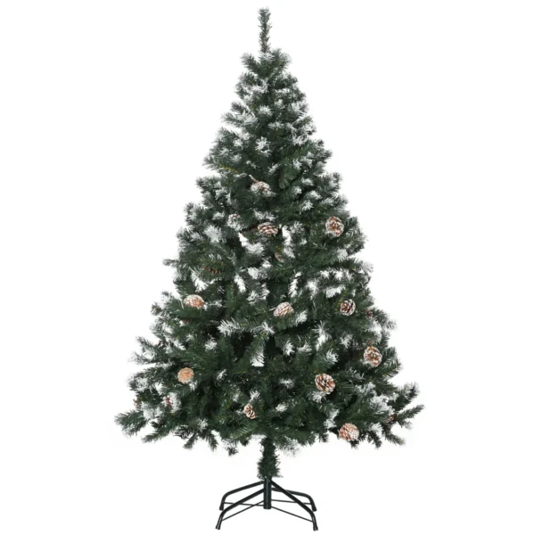 HOMCOM 5FT Artificial Christmas Tree with Pine Cones, Holiday Home Xmas Decoration Automatic Open, Green