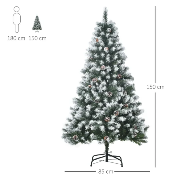 HOMCOM 5FT Artificial Christmas Tree with Pine Cones, Holiday Home Xmas Decoration Automatic Open, Green - Image 3