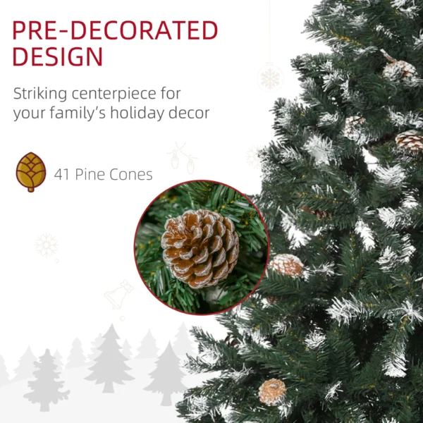 HOMCOM 5FT Artificial Christmas Tree with Pine Cones, Holiday Home Xmas Decoration Automatic Open, Green - Image 8