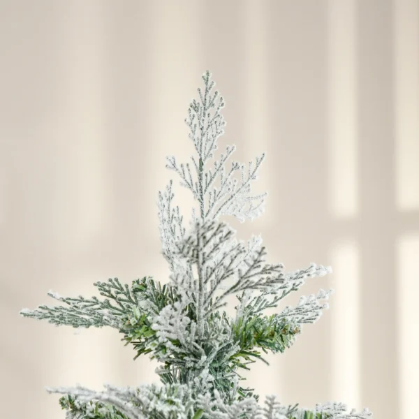 HOMCOM 6 Ft Pencil Snow Flocked Artificial Christmas Tree with Realistic Cypress Branches, Auto Open, Green - Image 8