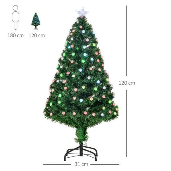 HOMCOM 4FT Pre-Lit Artificial Christmas Tree w/Fibre Optic Decorations LED Light Holiday Home Xmas Decoration-Green - Image 3