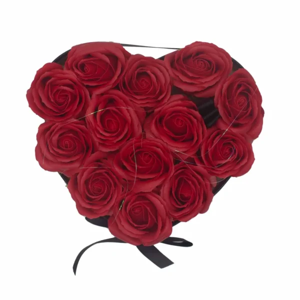 Soap Flower Gift Bouquet - 13 Red Roses - Heart - Image 9