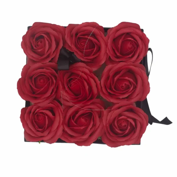 Soap Flower Gift Bouquet - 9 Red Roses - Square - Image 7