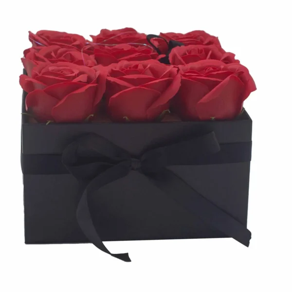 Soap Flower Gift Bouquet - 9 Red Roses - Square - Image 14