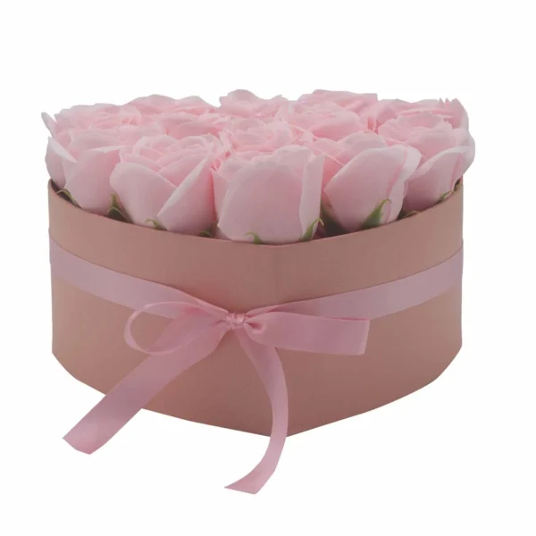 Soap Flower Gift Bouquet - 13 Pink Roses - Heart - Image 7