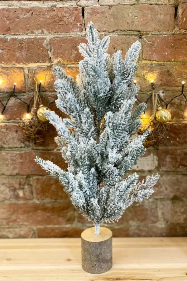 Tall Frosted Christmas Tree In Log 56cm - Image 2