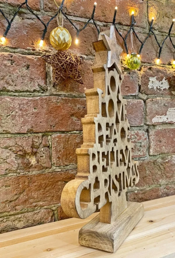 Wooden Christmas Tree Words Ornament 26cm - Image 2