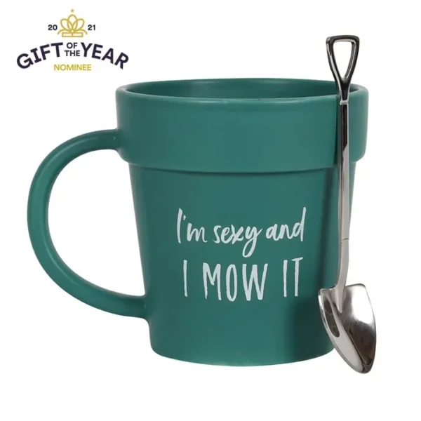 Sexy and I Mow It Pot Mug and Shovel Spoon - Image 2