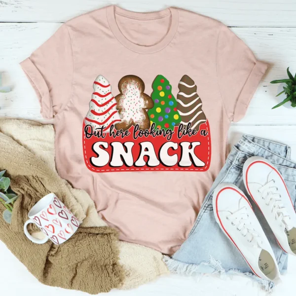 Out Here Looking Like A Snack Christmas Tee - Image 4