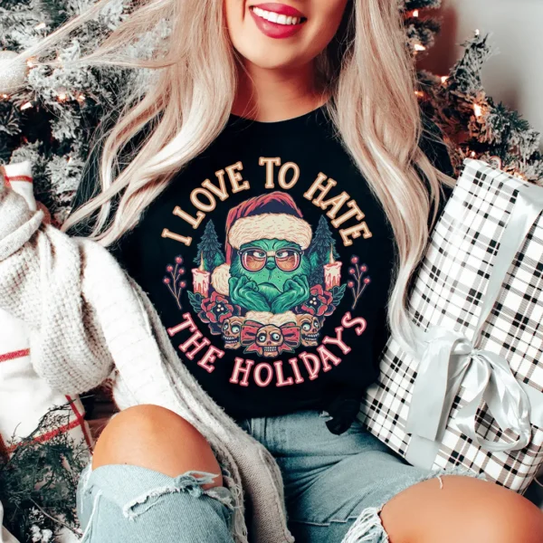 I Love To Hate The Holidays Tee - Image 3