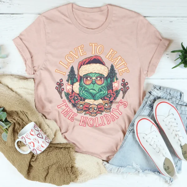 I Love To Hate The Holidays Tee - Image 4