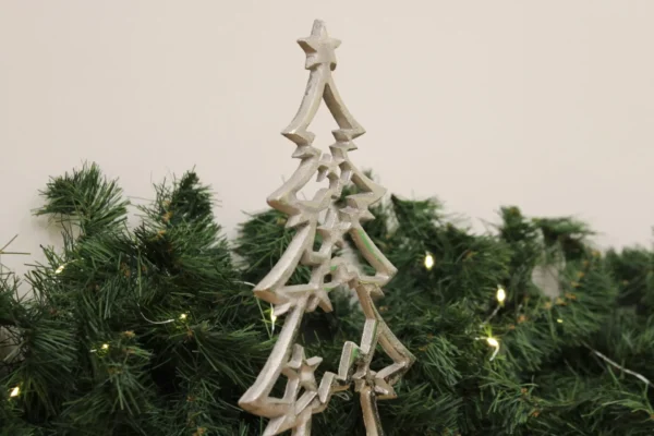 Silver Christmas Tree On Wooden Base Small - Image 5