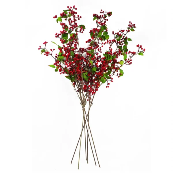 Single Red Christmas Berry Spray 80cm Festive Decoration - Image 2