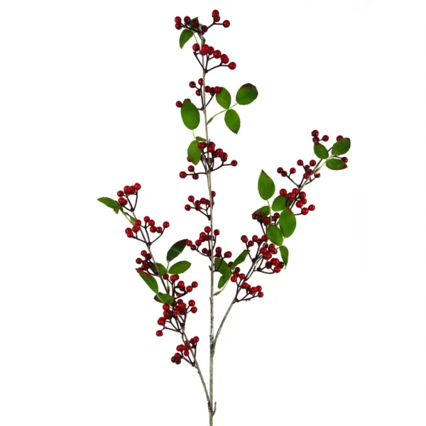 Single Red Christmas Berry Spray 80cm Festive Decoration - Image 4