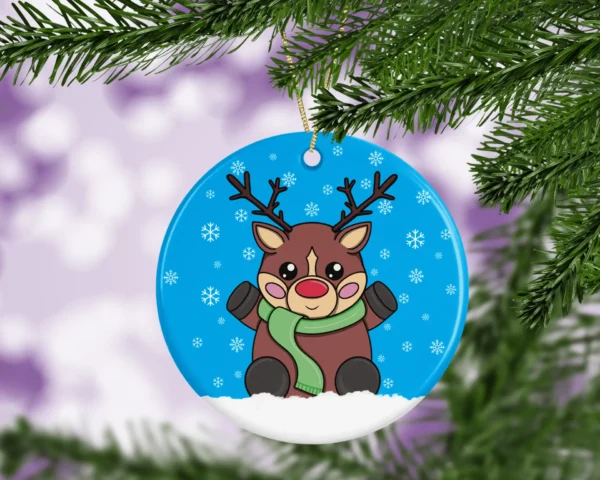 Cute Christmas Red Nose Reindeer Christmas Tree Decoration - Image 2