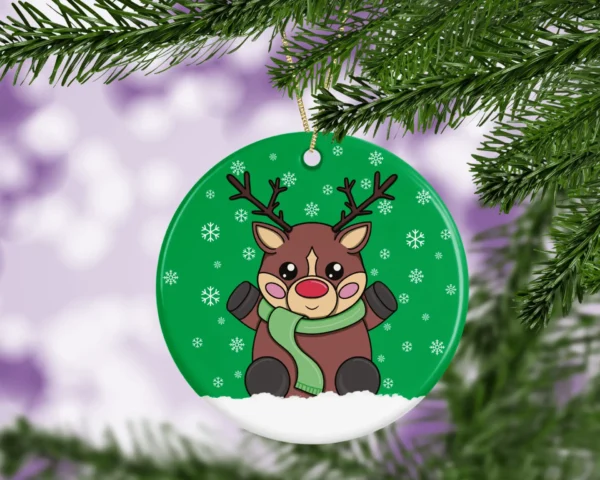 Cute Christmas Red Nose Reindeer Christmas Tree Decoration - Image 3