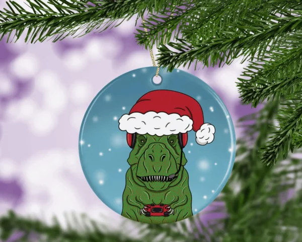 Dinosaur Video Gamer Christmas Tree Decoration